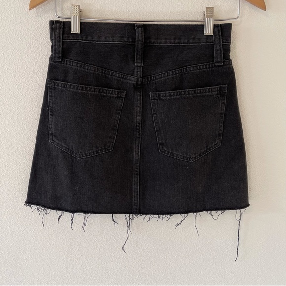 Madewell Rigid Denim A-Line Mini Skirt Lunar Black Wash Button-Front Edition-24 - Picture 4 of 12